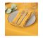 Lot De 2 Serviettes De Table En Coton Jaune Ocre Finition Frange 40 X 40 Cm