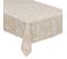 Nappe En Polycoton Beige Aspect Jute Imprimé Animaux Blanc 140 X 360 Cm