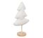 Déco De Noël Sapin En Bois Et Tissu Blanc à Bouclettes L 19 X H 35 Cm