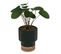 Plante Artificielle Pot En Céramique Vert Foncé Et Bambou H 26 Cm