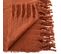 Plaid Terracotta Tissage Fini Texturé Aspect Mohair 180 X 130 Cm