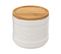 Boîte à Sel En Céramique Blanche Et Couvercle En Bambou