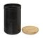 Boîte à Sucre En Céramique Noire Et Couvercle En Bambou