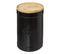 Boîte à Sucre En Céramique Noire Et Couvercle En Bambou