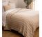 Dessus De Lit En Coton Beige Avec Franges Et Rayures Kaki 240 X 260 Cm