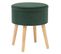 Tabouret Avec Coffre En Velours Vert Cèdre Et Pieds En Bois Naturel H 43 Cm