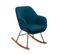 Fauteuil À Bascule Rocking-chair En Tissu Bleu Canard