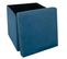 2 En 1 Pouf Pliant Et Coffre De Rangement Velours Bleu 38 X 38 Cm