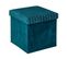 2 En 1 Pouf Et Coffre De Rangement En Velours Bleu Canard 38 X 38 Cm