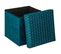 2 En 1 Pouf Et Coffre De Rangement En Velours Bleu Canard 38 X 38 Cm