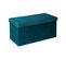 2 En 1 Pouf Pliant Double Et Coffre De Rangement En Velours Bleu Canard 76 X 38 Cm