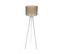 Lampadaire Trepied En Bois Blanchi Et Abat-jour Beige Lin H 143 Cm