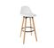 Tabouret De Bar Confortable Assise Blanche Et Pieds En Bois H 92 Cm