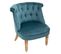 Fauteuil Crapaud Velours Bleu Pieds Bois Tournés Atmosphera - Bleu