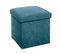 2 En 1 Pouf Pliant Et Coffre De Rangement Velours Côtelé Bleu H 38 Cm