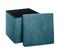 2 En 1 Pouf Pliant Et Coffre De Rangement Velours Côtelé Bleu H 38 Cm