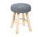 Tabouret Gris Foncé Et Pied En Bois Naturel H 43 Cm