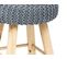 Tabouret Gris Foncé Et Pied En Bois Naturel H 43 Cm