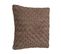 Coussin Déhoussable En Fourrure Bouclée Taupe 45 X 45 Cm