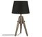 Lampe Trépied En Bois Et Et Abat-jour Noir H 46 Cm