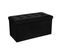 2 En 1 Pouf Pliant Double Et Coffre De Rangement Velours Noir 76 X H 38 Cm