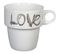 Set De 6 Mugs Avec Rack  "love" 26cl Beige