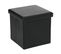 2 En 1 Pouf Pliant Et Coffre De Rangement Vinyle Noir  38 X H 37.5 Cm