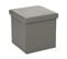 2 En 1 Pouf Pliant Et Coffre De Rangement Vinyle Gris 38 X H 37.5 Cm