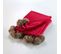 Plaid Flanelle Pompons "snowy" 125x150cm Rouge