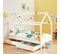 Lit Cabane Avec Tiroirs Tiny  Pin Blanc  90x190 Sommier Inclus