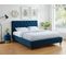 Lit Double Hubert Velours Bleu Matelas 160x200