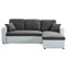 Canapé D'angle ASPEN Réversible Convertible 3 Places Coffre De Rangement - Tissu Gris / simili Blanc