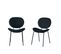 Lot De 2 Chaises Sheila Velours Noir Pieds Métal Noir