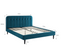 Lit Double Andre Velours Bleu Paon 160x200 Sommier Inclus