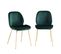 Lot De 2 Chaises Gisel  Velours Vert Foncé  Pieds En Métal Doré