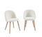 Lot De 2 Chaises Macaron Tissu Bouclettes Écru Pieds Hêtre Massif