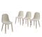 Lot De 4 Chaises Birgit Tissu Bouclette Écru Pieds Bois Clair