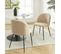 Lot De 2 Chaises Esmee Bouclette Beige Sable Pieds Métal Noir