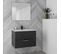 Meuble De Salle De Bain 80 Cm À Suspendre Avec Rangement Anthracite Tempo + Vasque Kosmik Blanche