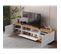 Meuble TV moderne en blocs, finition en grain de bois, 180 cm, blanc