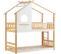 Lit cabane superposé 200x90 avec échelle, lit enfant avec protection antichute en bois de pin, blanc