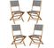 Lot De 4 Chaises De Jardin En Bois D'acacia Fsc Et Assise Textilène 50 X 57 X 90 Cm Gris