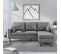 Canapé D'angle Fixe Réversible Boston Tissu Gris Foncé L 194 X P 139 X H 83 Cm