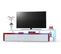 Meuble TV   Blanc Brillant Et Bordure Bordeaux + LED Rgb (lxhxp): 227 X 52 X 35  Cm