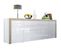 Buffet  Blanc Haute Brillance Bordure Chêne Brut Mdf 200 x 72 x 35 Cm