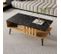 Table basse patchwork couleur bois noir 90x54x40, design bord PVC, motif texturé, élégance