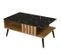 Table basse patchwork couleur bois noir 90x54x40, design bord PVC, motif texturé, élégance