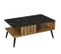 Table basse patchwork couleur bois noir 90x54x40, design bord PVC, motif texturé, élégance