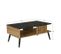 Table basse patchwork couleur bois noir 90x54x40, design bord PVC, motif texturé, élégance