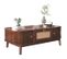 Table basse en rotin avec tiroirs et portes coulissantes, en bois massif, style vintage, bois